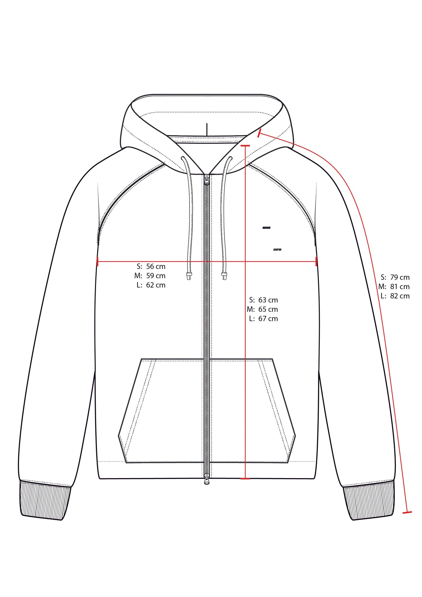 Cropped 2 way zip hoodie