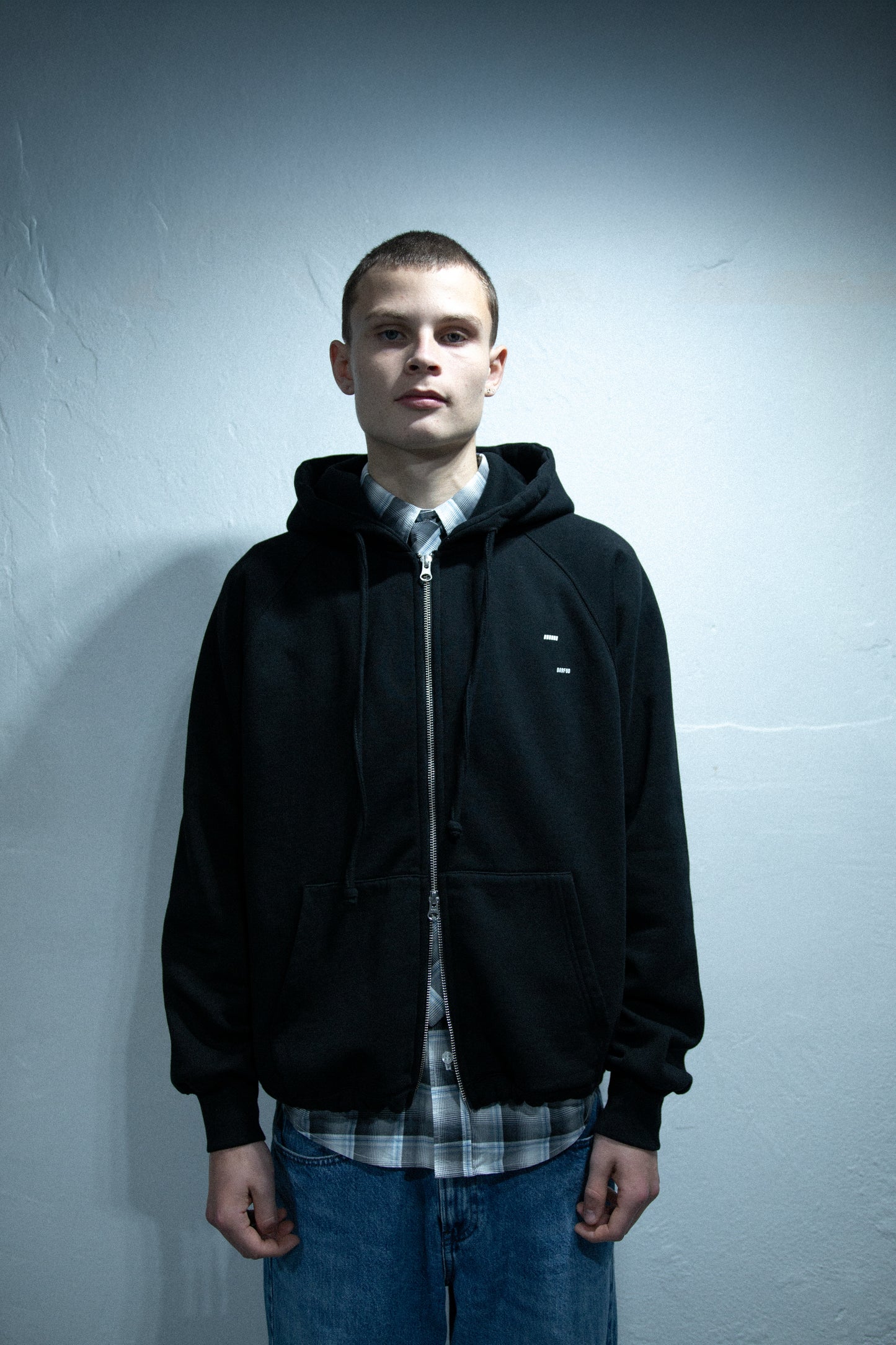 Cropped 2 way zip hoodie