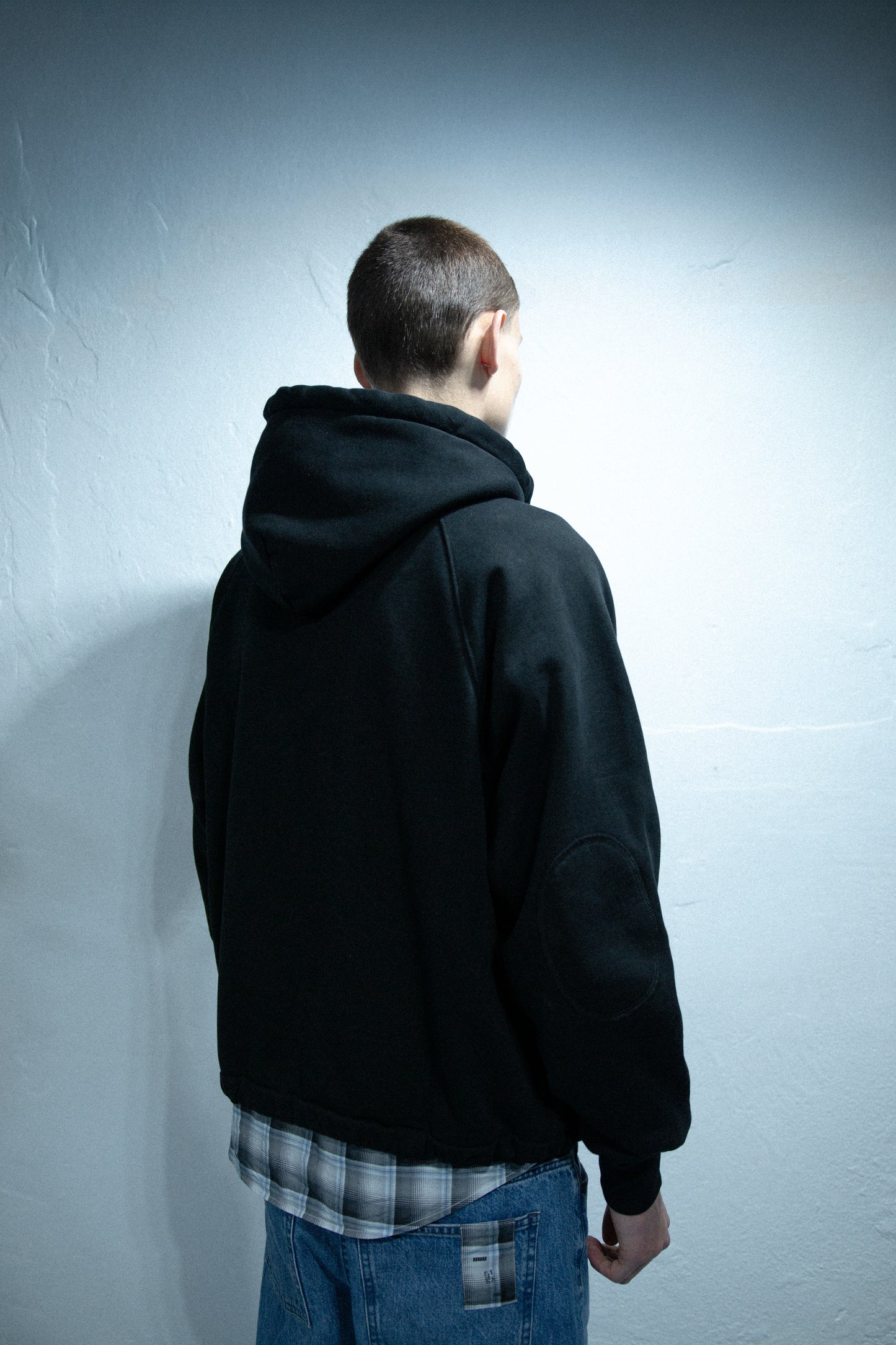 Cropped 2 way zip hoodie